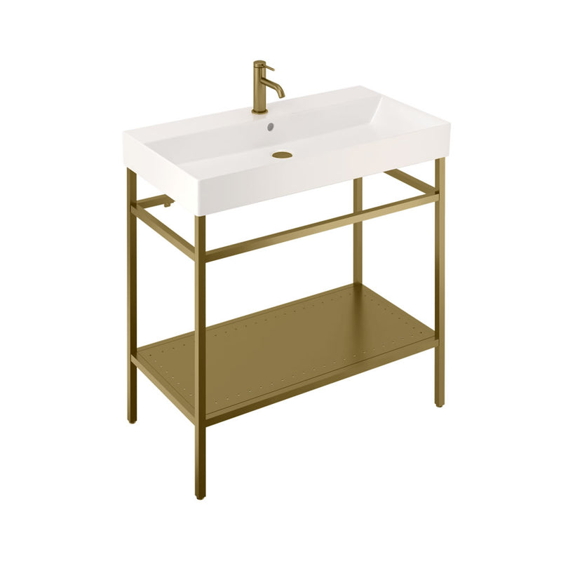 Britton Bathrooms Shoreditch  Frame 850mm Furniture Stand and Basin - Brushed Brass