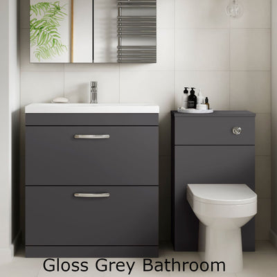 Lana 800mm Wall Hung 2 Drawer Vanity Unit & Minimalist Basin - Gloss Grey