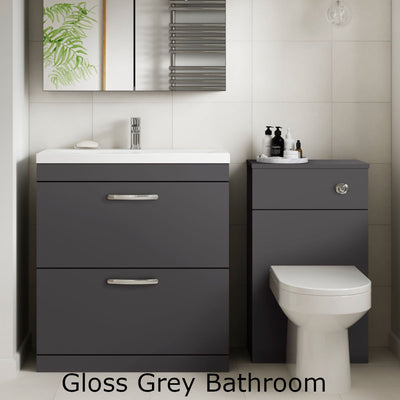 Como 500mm Wall Hung 2 Door Vanity Unit & Thin Edge Basin - Gloss Grey