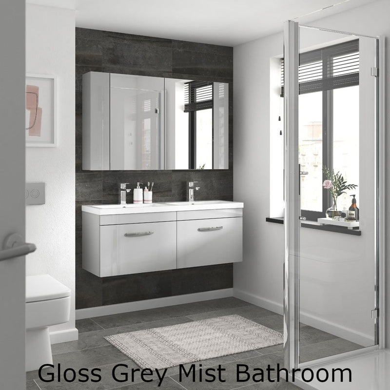 Como 600mm Wall Hung 2 Door Vanity Unit & Thin Edge Basin - Gloss Grey Mist