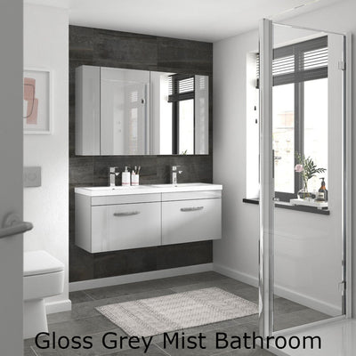 Como 600mm Floor Standing 2 Door Vanity Unit & Thin Edge Basin - Gloss Grey Mist
