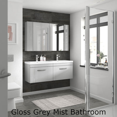 Lana 800mm Floor Standing 2 Drawer Vanity Unit & Minimalist Basin - Gloss Grey Mist