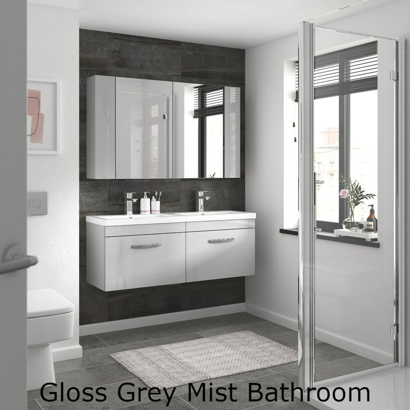 Lana 800mm Floor Standing 2 Drawer Vanity Unit & Minimalist Basin - Gloss Grey Mist