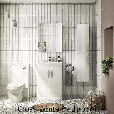 Lana 800mm Wall Hung 2 Door Vanity Unit & Minimalist Basin - Gloss White