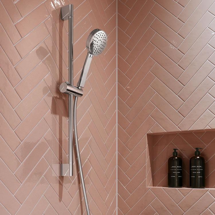 Britton Bathrooms Hoxton Slide Rail Shower Kit With Outlet Elbow - Chrome