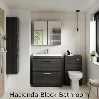 Como 600mm Wall Hung 2 Door Vanity Unit & Thin Edge Basin - Charcoal Black