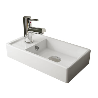 Jenson 400 x 222mm Floor Standing Cloakroom Vanity Unit & Ceramic Basin - Gloss White