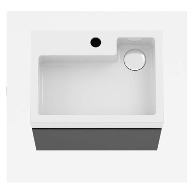 Jenson 500 x 360mm Wall Hung Vanity Unit & Polymarble Basin - Gloss Grey