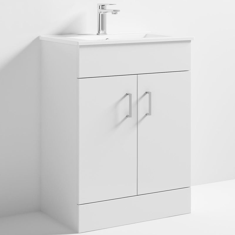 Nuie Eden 610 x 390mm Floor Standing Vanity Unit With 2 Doors & Ceramic Minimalist Basin