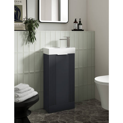 Nuie Deco Compact 400 x 222mm Floor Standing Vanity Unit With 1 Door & Ceramic Basin