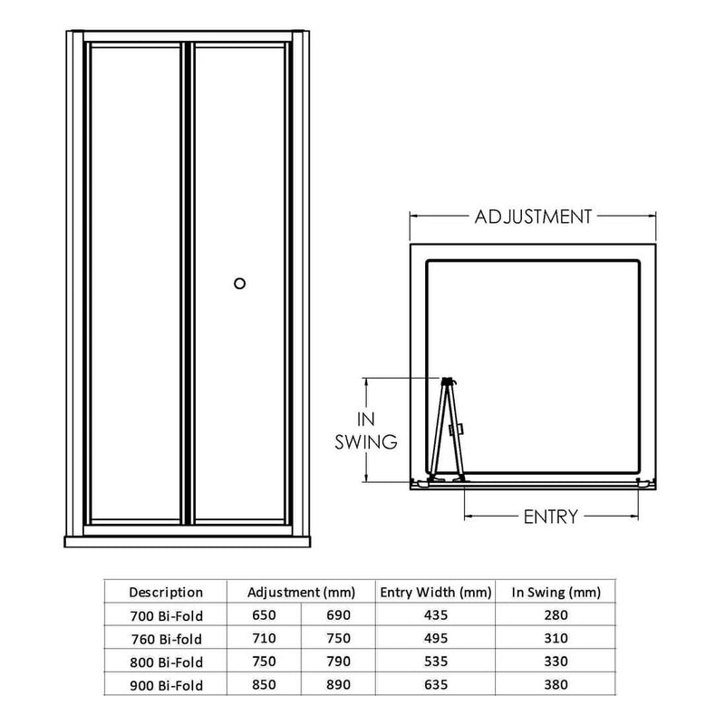 Nuie Rene 6mm Satin Chrome Bi-Fold Shower Door