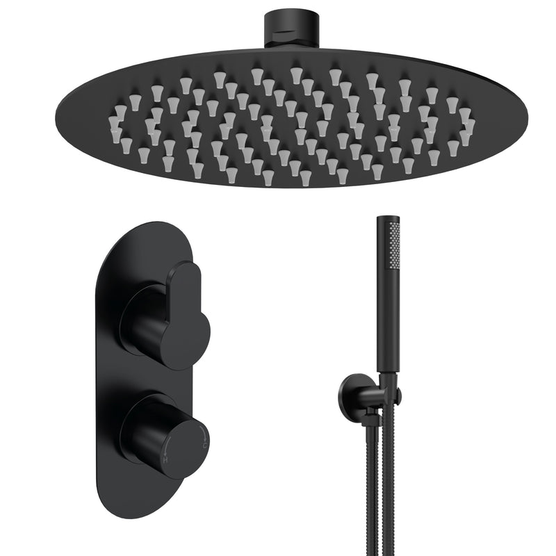 Lana Black Concealed Shower Package With Fixed Head & Handset