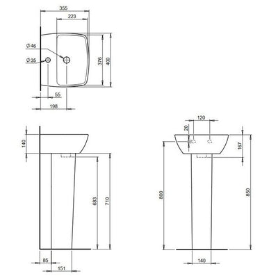 Britton Bathrooms MyHome 400mm Basin With Full Pedestal