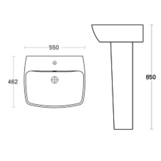 Britton Bathrooms MyHome 550mm Basin With Full Pedestal