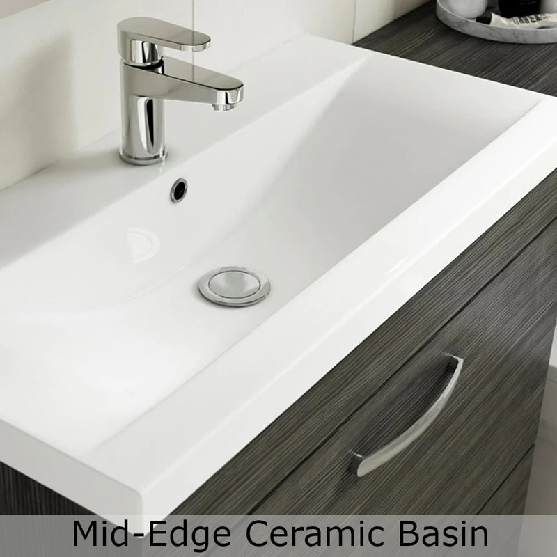 Cape 800mm Wall Hung Single Drawer Vanity Unit & Mid-Edge Basin - Gloss Grey Mist