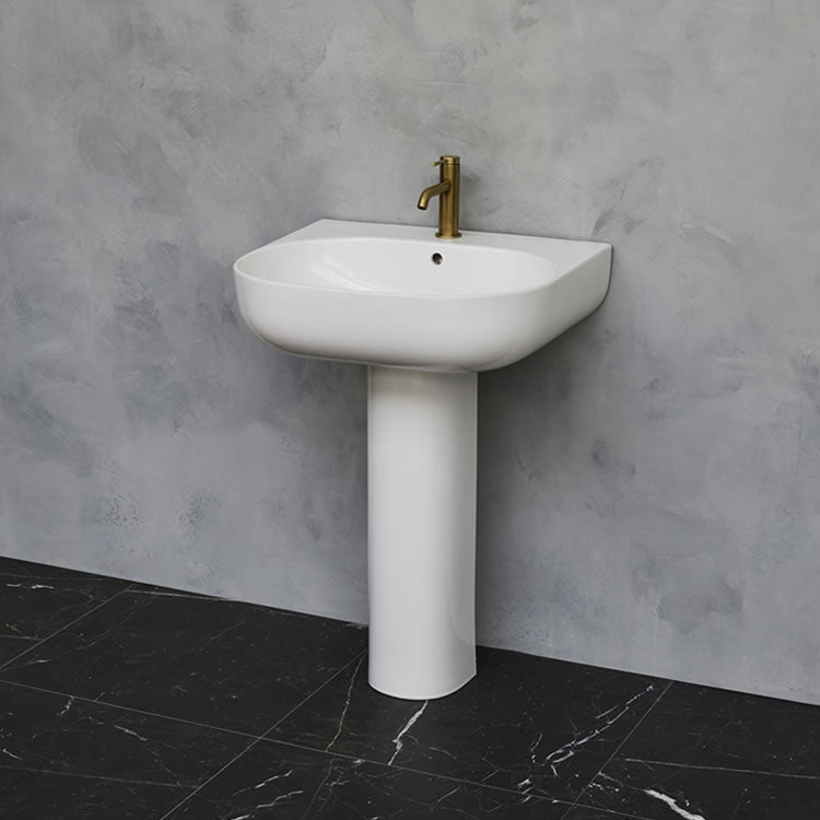 Britton Bathrooms Milan 600mm Basin With Full Pedestal