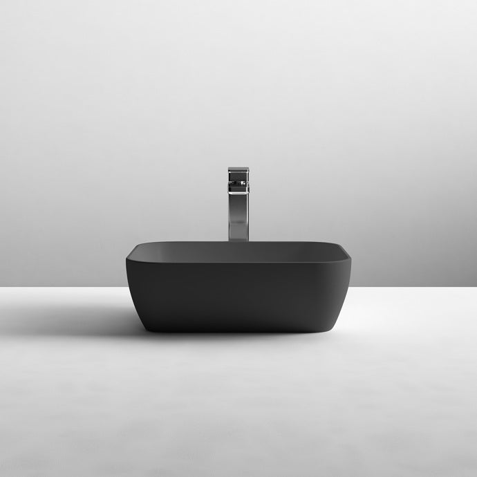 Hudson Reed Matt Black Luxe Rectangular Counter Top Vessel Basin - 455 x 325mm