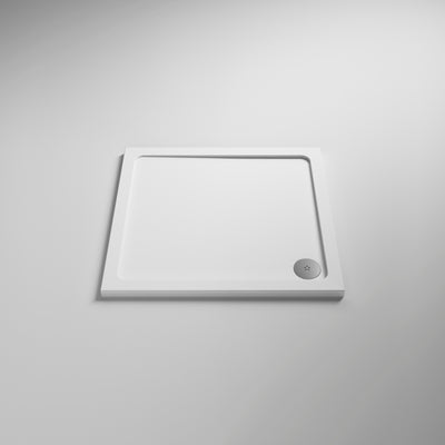 Nuie Pearlstone Square Gloss White Stone Resin Shower Tray