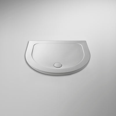 Nuie Pearlstone D Shape Gloss White Stone Resin Shower Tray - 1050 x 950mm