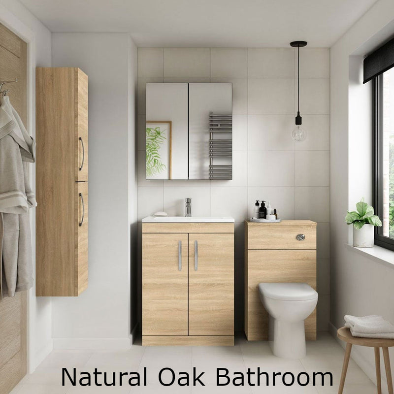 Lana 500mm Wall Hung 2 Door Vanity Unit & Minimalist Basin - Natural Oak