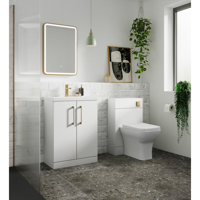 Nuie Arno 600 x 383mm Floor Standing Vanity Unit With 2 Doors & Ceramic Basin