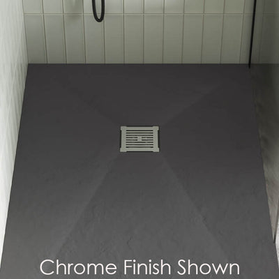 Nuie Slimline Square Shower Tray Waste - Chrome & Black