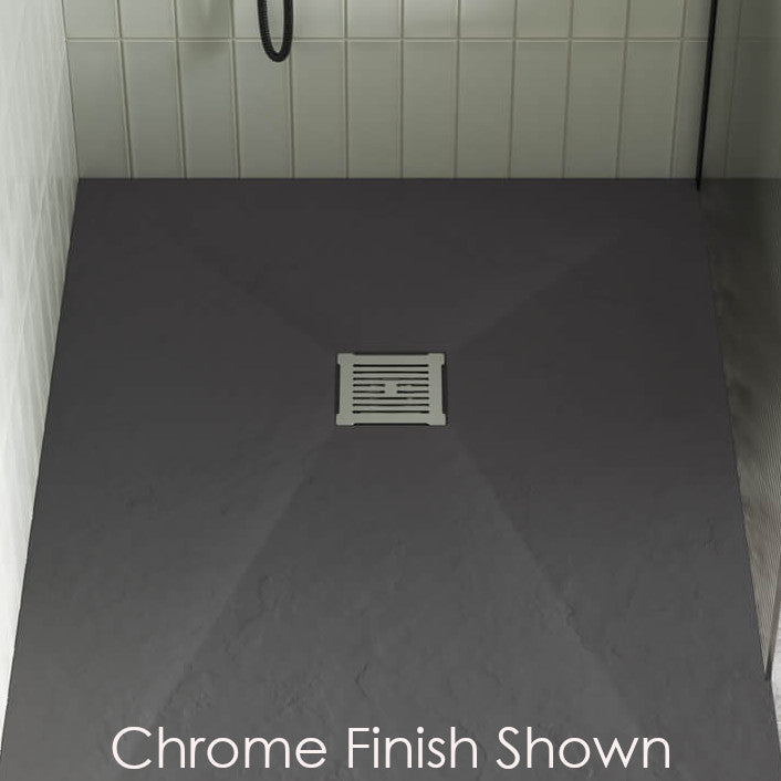 Nuie Slimline Square Shower Tray Waste - Chrome & White