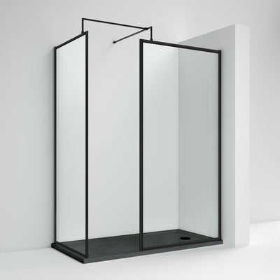 Nuie Full Outer Frame Wetroom Screen 2 Panel Pack (1850mm High) - Satin Black
