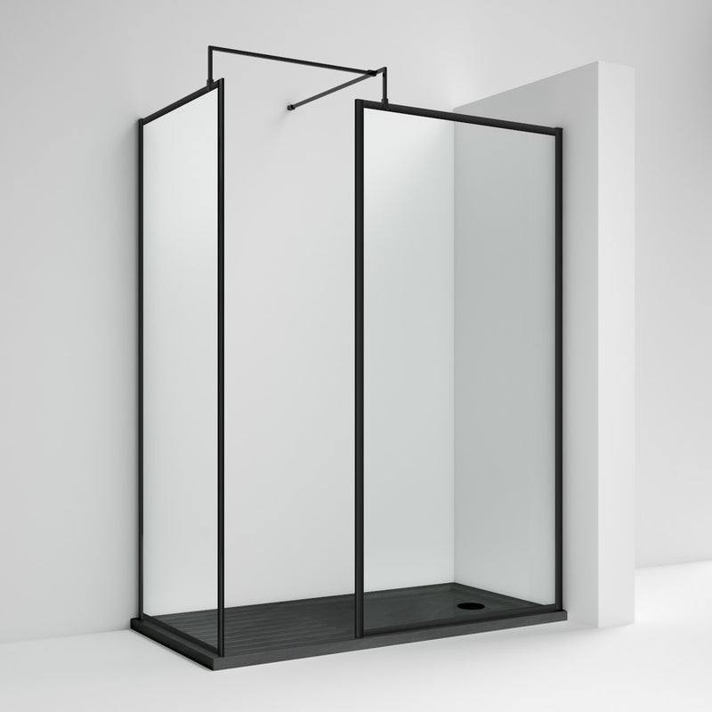 Nuie Full Outer Frame Wetroom Screen 2 Panel Pack (1850mm High) - Satin Black