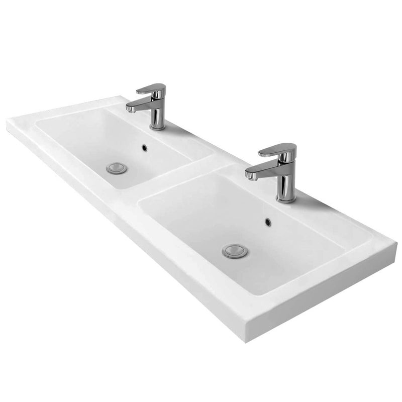 Cape 1200mm Wall Hung 2 Drawer Vanity Unit & Double Resin Basin - Gloss White