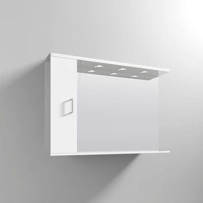 Nuie Mayford 1050 x 750mm Illuminated Mirror Cabinet With 1 Door & Shelf - Gloss White