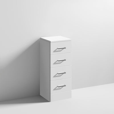 Nuie Mayford 766 x 300 x 300mm Floor Standing 4 Drawer Unit - Gloss White
