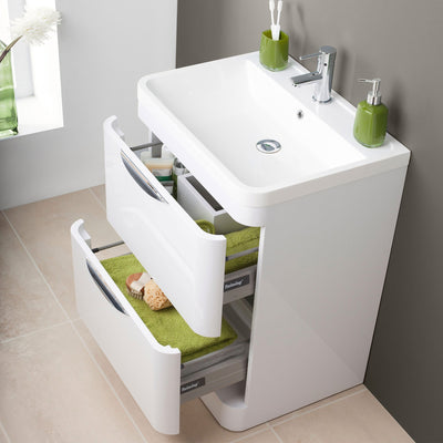 Nuie Parade 600 x 450mm Floor Standing Vanity Unit With 2 Drawers & Basin