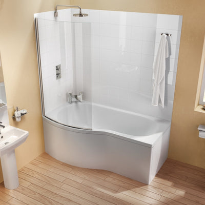 Britton Bathrooms Cleargreen EcoRound Shower Bath With Panel & Screen 1700 x 900mm