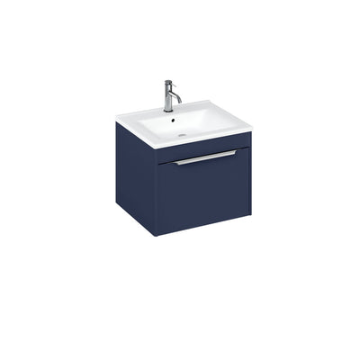 Britton Bathrooms Shoreditch 550mm Single Drawer Vanity Unit With Note Square Basin - Matt Blue