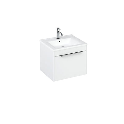 Britton Bathrooms Shoreditch 550mm Single Drawer Vanity Unit With Note Square Basin - Matt White