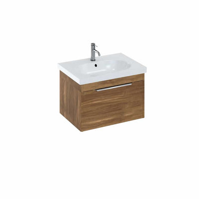 Britton Bathrooms Shoreditch 650mm Single Drawer Vanity Unit With Origin Round Basin - Caramel