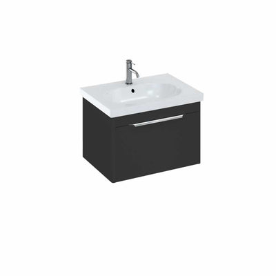 Britton Bathrooms Shoreditch 650mm Single Drawer Vanity Unit With Origin Round Basin - Matt Grey