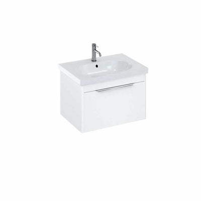Britton Bathrooms Shoreditch 650mm Single Drawer Vanity Unit With Origin Round Basin - Matt White