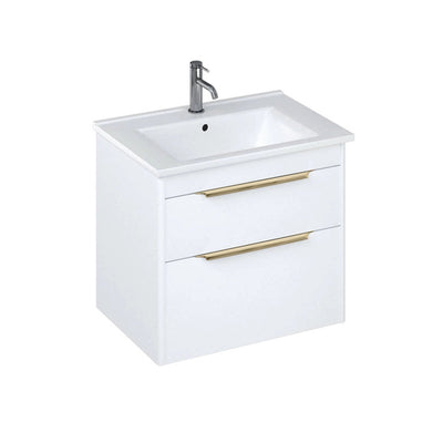Britton Bathrooms Shoreditch 550mm Double Drawer Vanity Unit With Note Square Basin