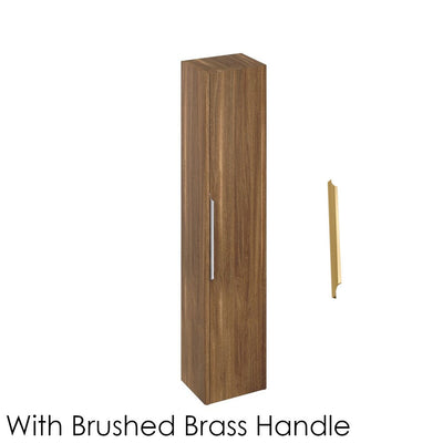 Britton Bathrooms Shoreditch Tall Unit With Brushed Brass Handle - Caramel