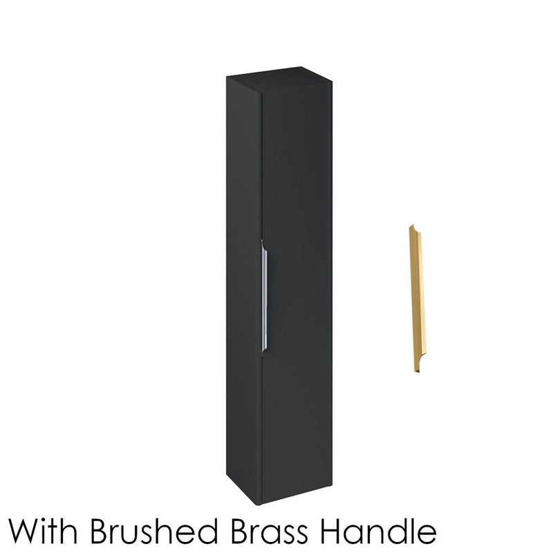 Britton Bathrooms Shoreditch Tall Unit With Brushed Brass Handle - Matt Grey