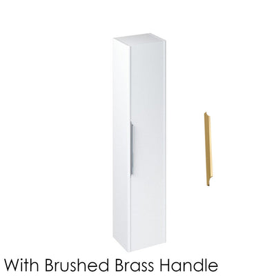 Britton Bathrooms Shoreditch Tall Unit With Brushed Brass Handle - Matt White