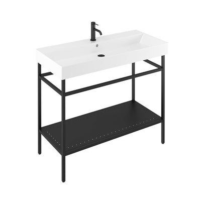 Britton Bathrooms Shoreditch  Frame 1000mm Furniture Stand and Basin - Black