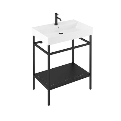 Britton Bathrooms Shoreditch  Frame 700mm Furniture Stand and Basin - Black