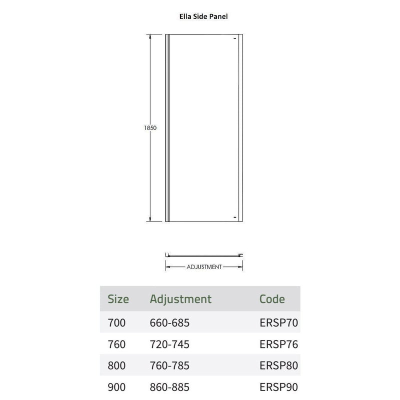 Nuie Ella 5mm Satin Chrome Bi-Fold Shower Enclosure With Side Panel
