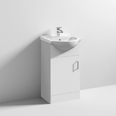Nuie Mayford 450 x 300mm Floor Standing Vanity Unit With 1 Door & Ceramic Basin - Gloss White