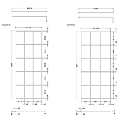 Vista Black Grid 1950mm 8mm Wetroom Shower Screen