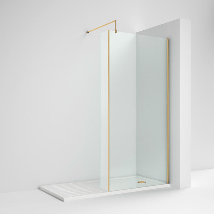 Vista Brushed Brass 8mm Wetroom Shower Screen With Fixed Return