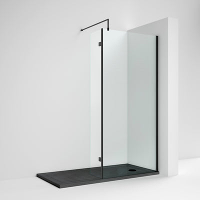 Vista Black 8mm Wetroom Shower Screen With Hinged Return
